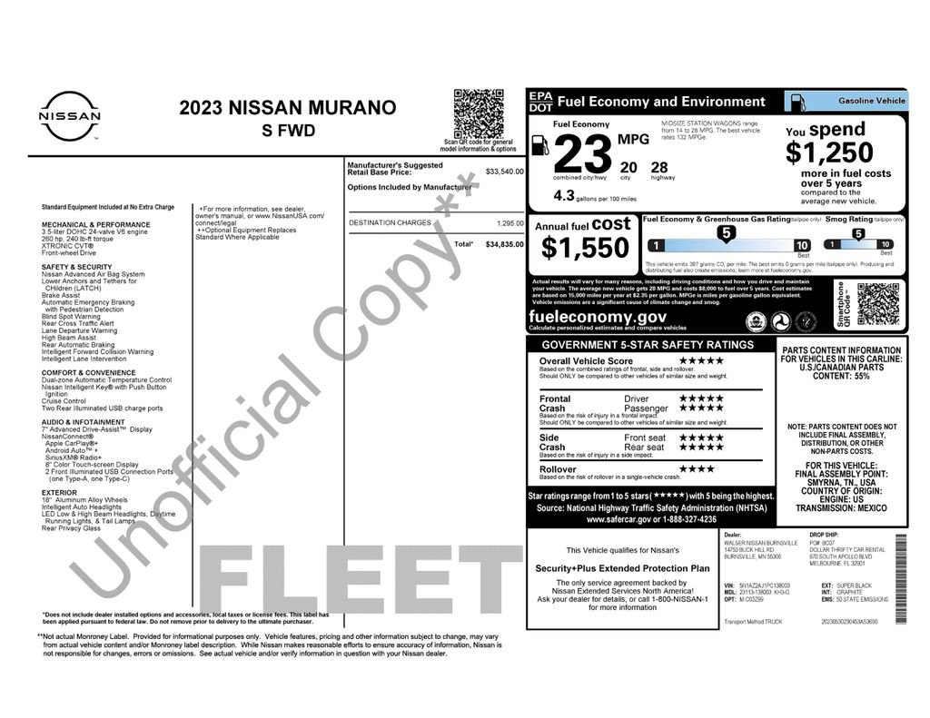 Certified 2023 Nissan Murano S FWD image 7
