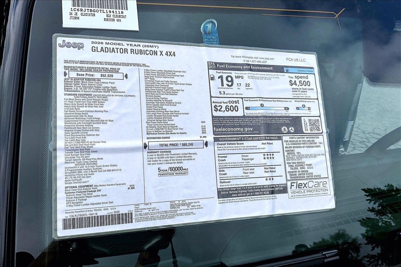New 2026 Jeep Gladiator Rubicon AWD/4WD image 37