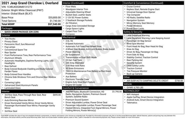 Used 2021 Jeep Grand Cherokee L Overland image 2