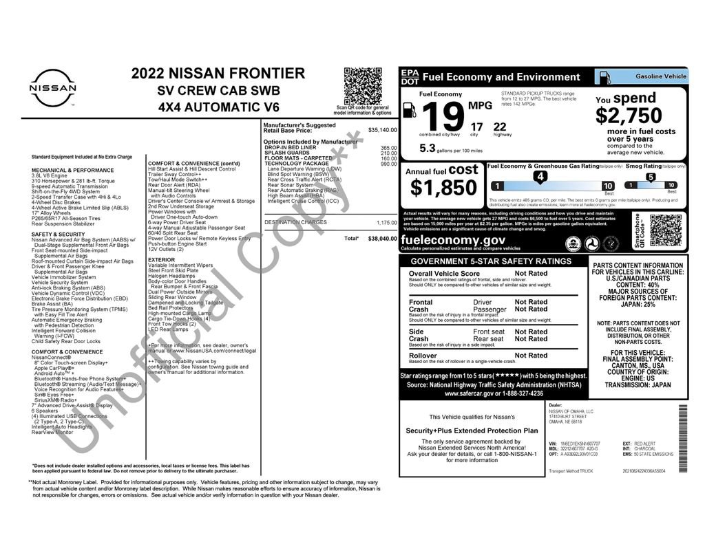 Used 2022 Nissan Frontier SV w/ Technology Package AWD/4WD image 34
