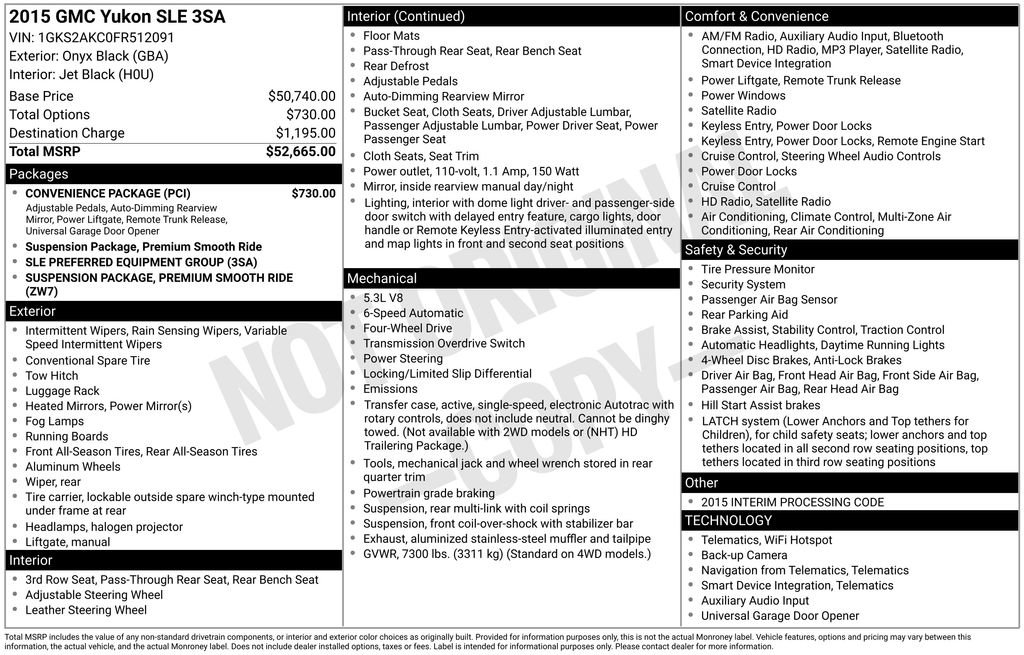 Used 2015 GMC Yukon SLE w/ Convenience Package image 7