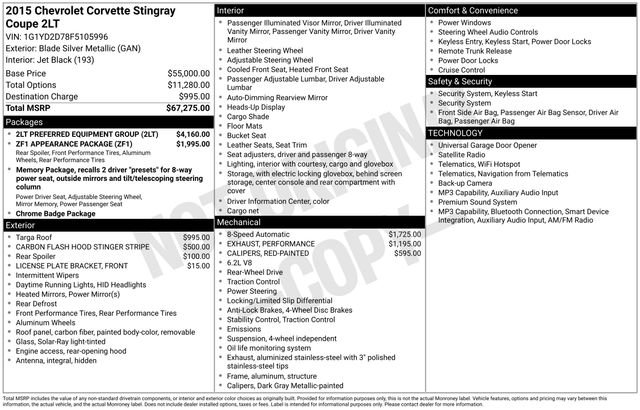 Used 2015 Chevrolet Corvette Stingray Coupe w/ 2LT Preferred Equipment Group RWD image 19