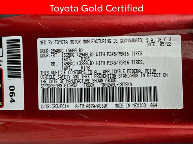 Certified 2022 Toyota Tacoma SR5 w/ SR5 Appearance Package (SM) image 27