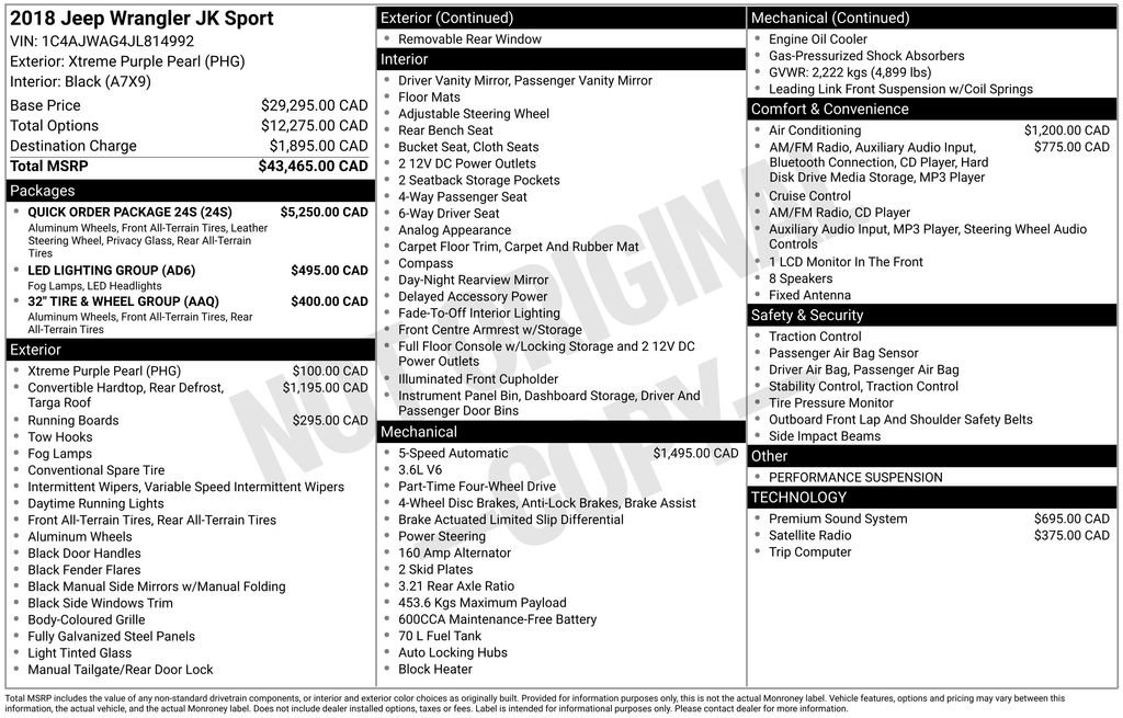 Used 2018 Jeep Wrangler Sport w/ Quick Order Package 24S image 29