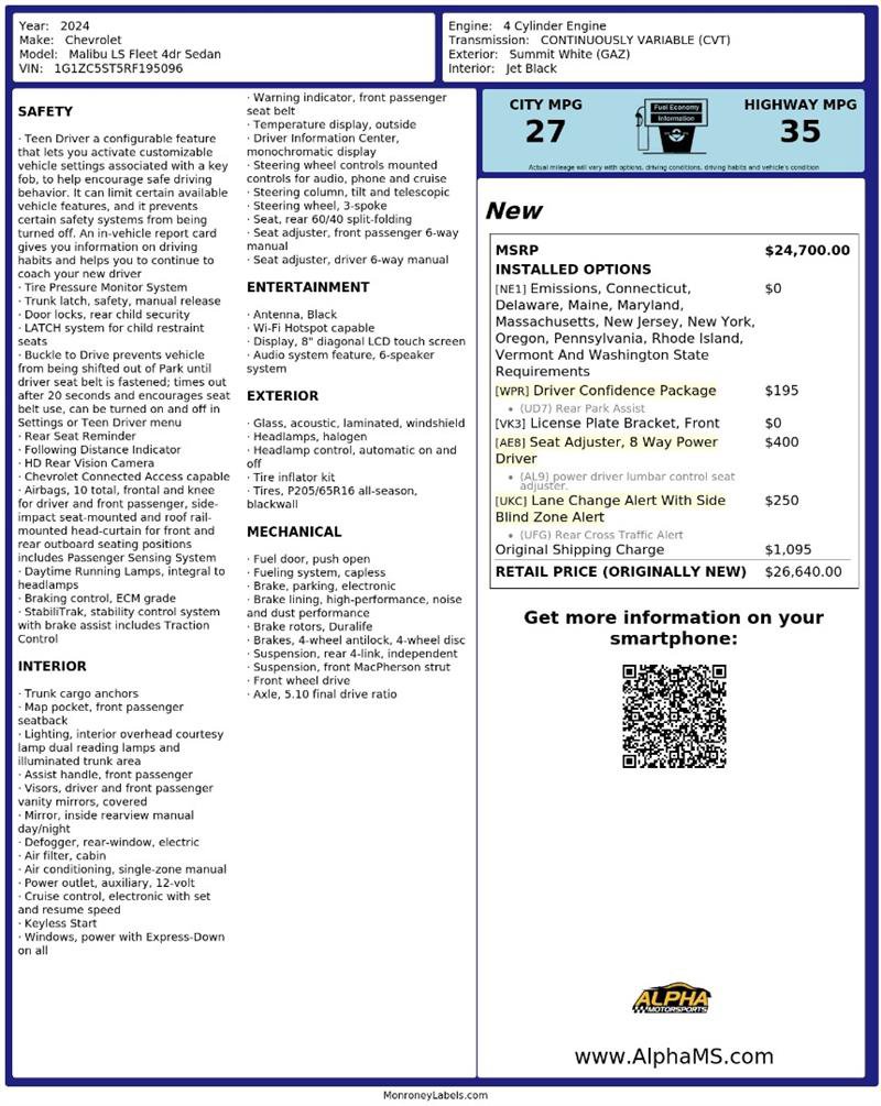 Used 2024 Chevrolet Malibu LS w/ Driver Confidence Package FWD image 3