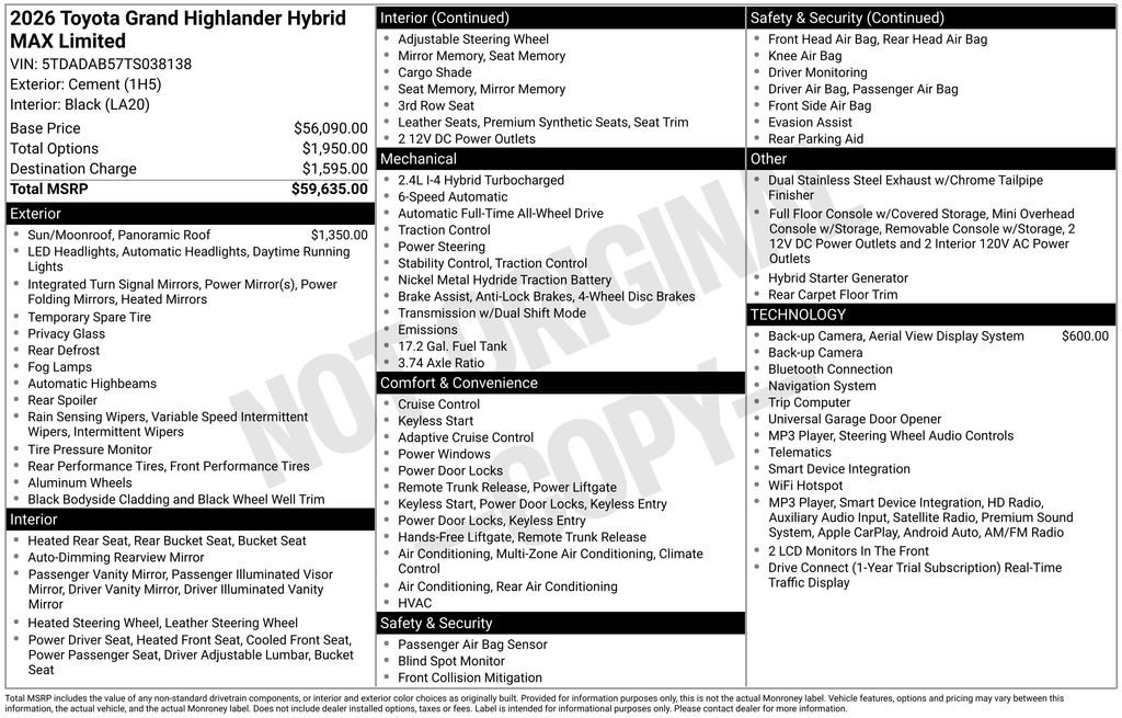 Used 2026 Toyota Grand Highlander AWD Hybrid image 40