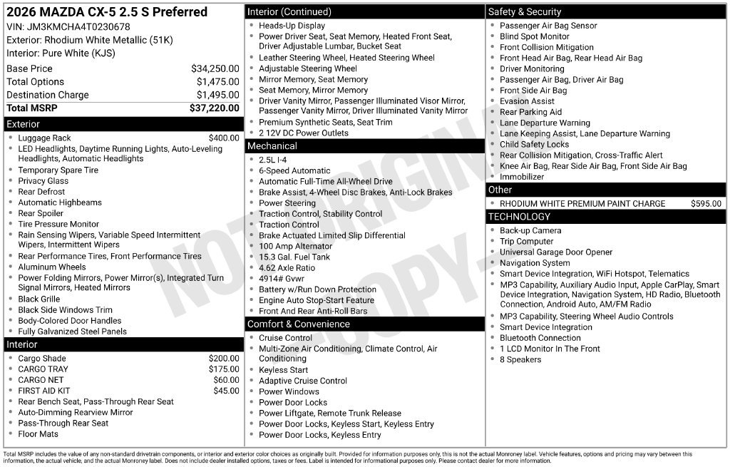 New 2026 MAZDA CX-5 Preferred AWD/4WD image 3