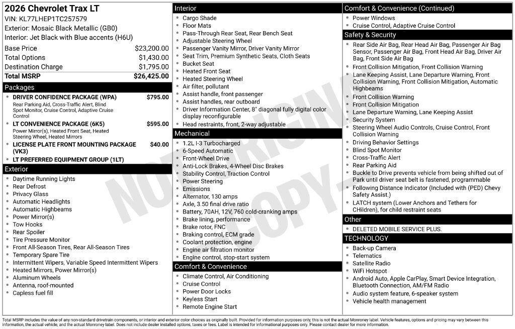 New 2026 Chevrolet Trax LT w/ Driver Confidence Package FWD image 25