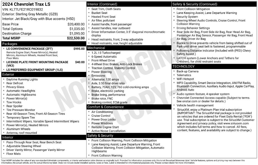 Used 2024 Chevrolet Trax LS w/ LS Convenience Package FWD image 24