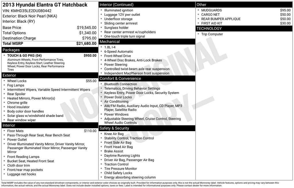 Used 2013 Hyundai Elantra GT w/ Touch & Go Pkg image 13