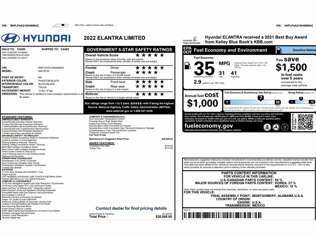 Used 2022 Hyundai Elantra Limited image 2