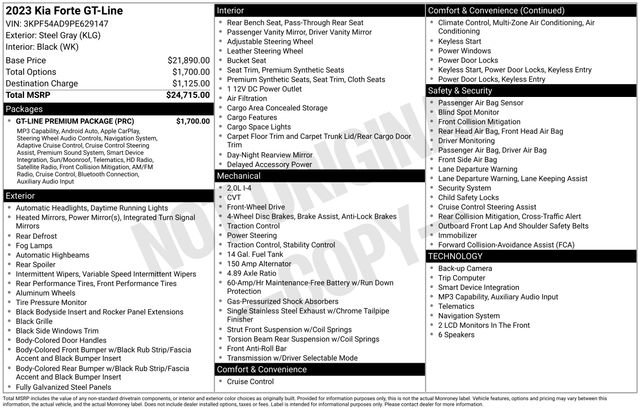 Used 2023 Kia Forte GT-Line w/ GT-Line Premium Package FWD image 20