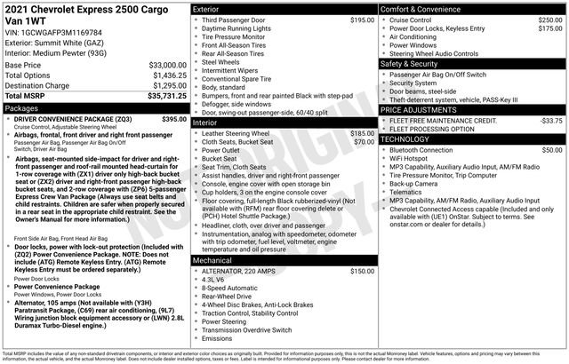 Used 2021 Chevrolet Express 2500 w/ Driver Convenience Package RWD image 14