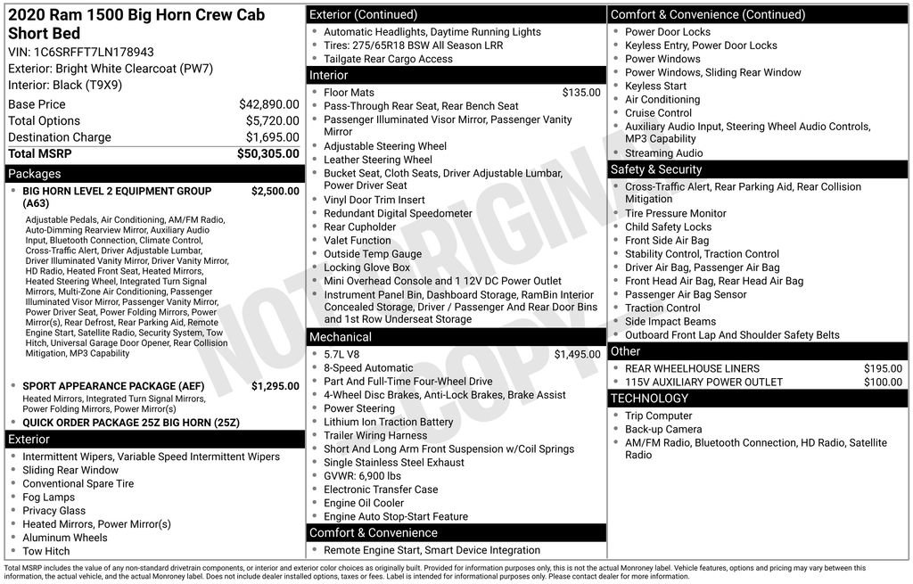 Certified 2020 RAM 1500 Big Horn AWD/4WD image 42