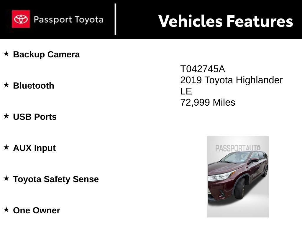 Used 2019 Toyota Highlander LE FWD image 8
