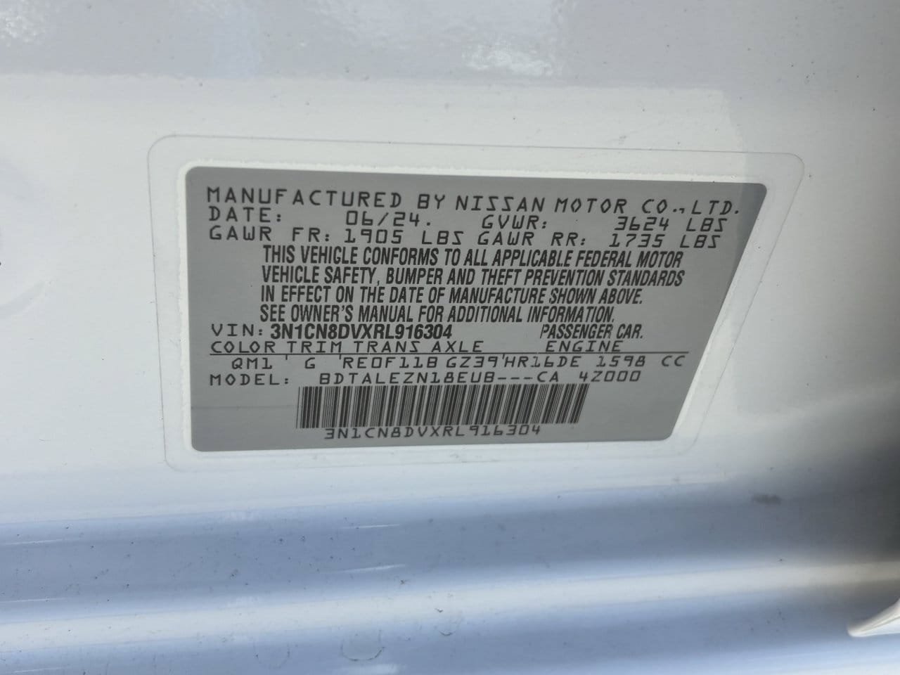 Used 2024 Nissan Versa S w/ Trunk Package FWD image 31