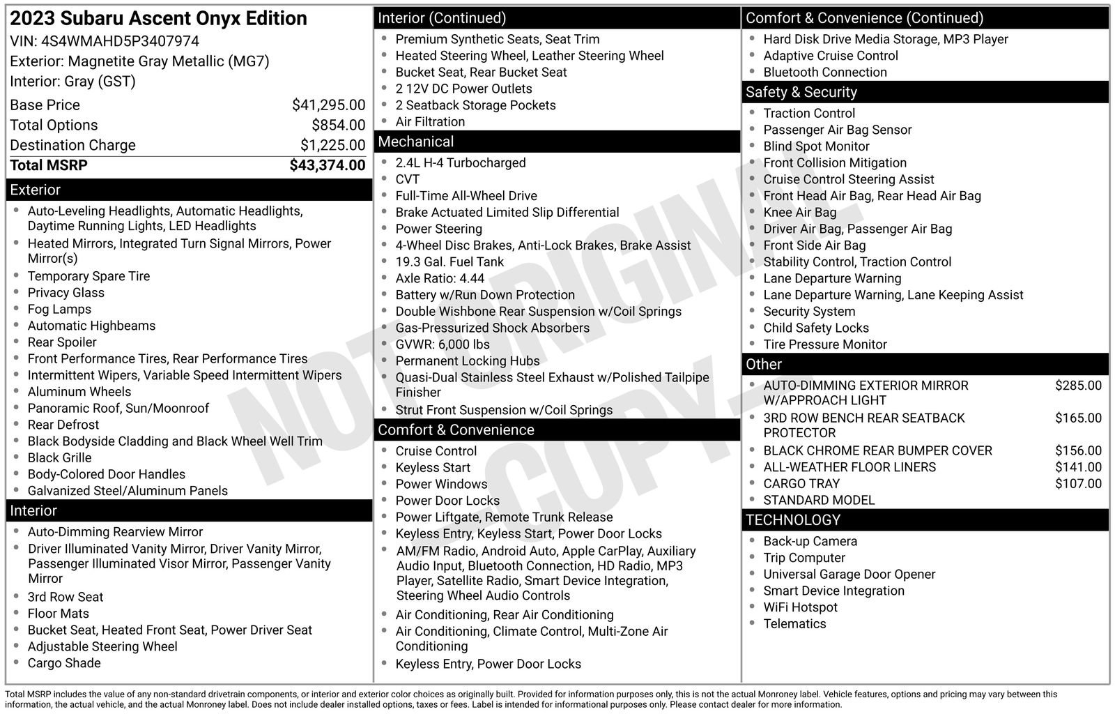 Certified 2023 Subaru Ascent Onyx Edition image 7