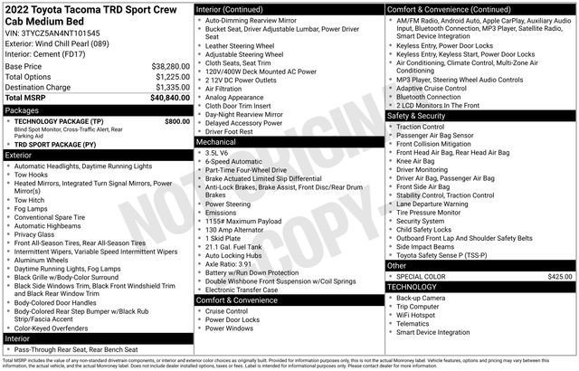 Used 2022 Toyota Tacoma TRD Sport w/ Technology Package image 5