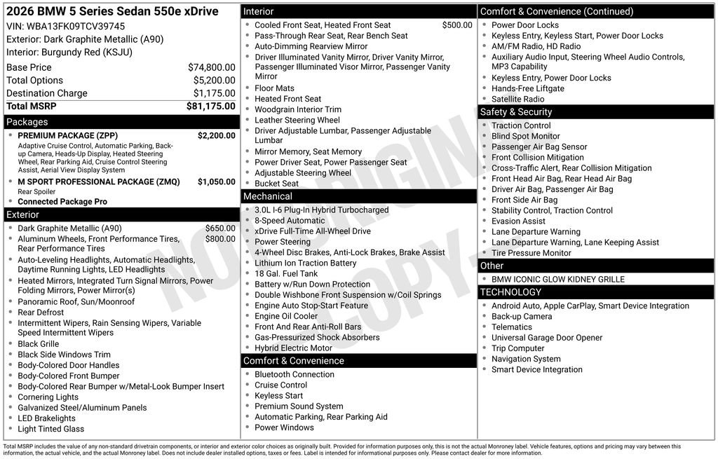 Used 2026 BMW 550e xDrive w/ Premium Package image 39