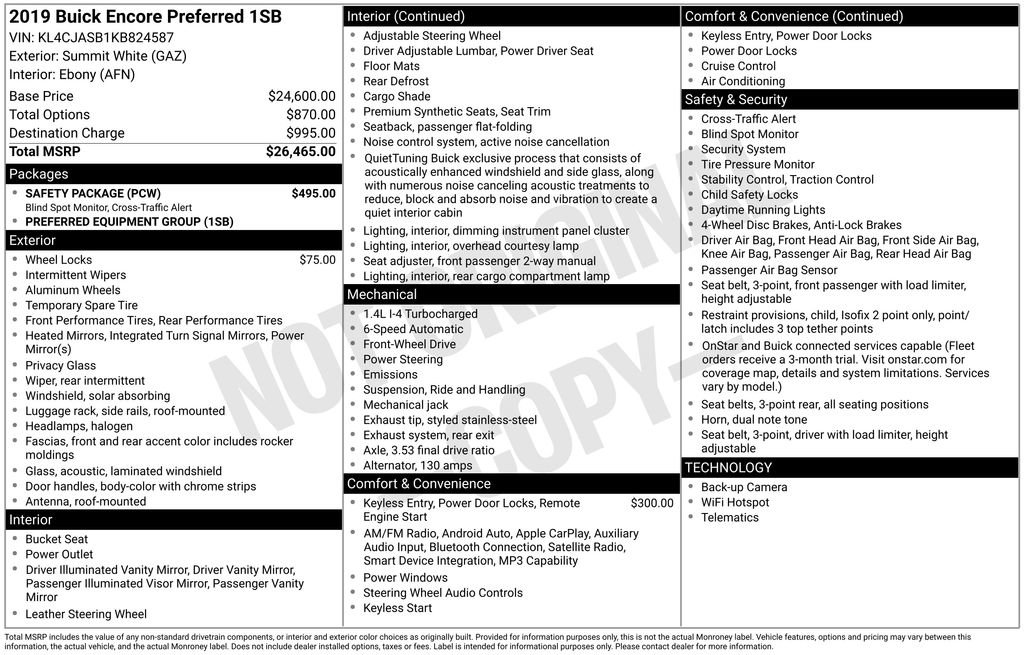 Used 2019 Buick Encore Preferred w/ Safety Package FWD image 13