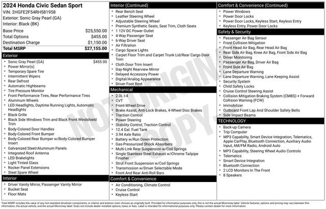 Certified 2024 Honda Civic Sport image 2