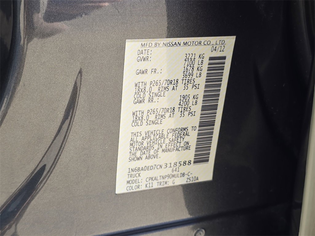 Used 2012 Nissan Titan SV w/ SV Value Truck Pkg image 34