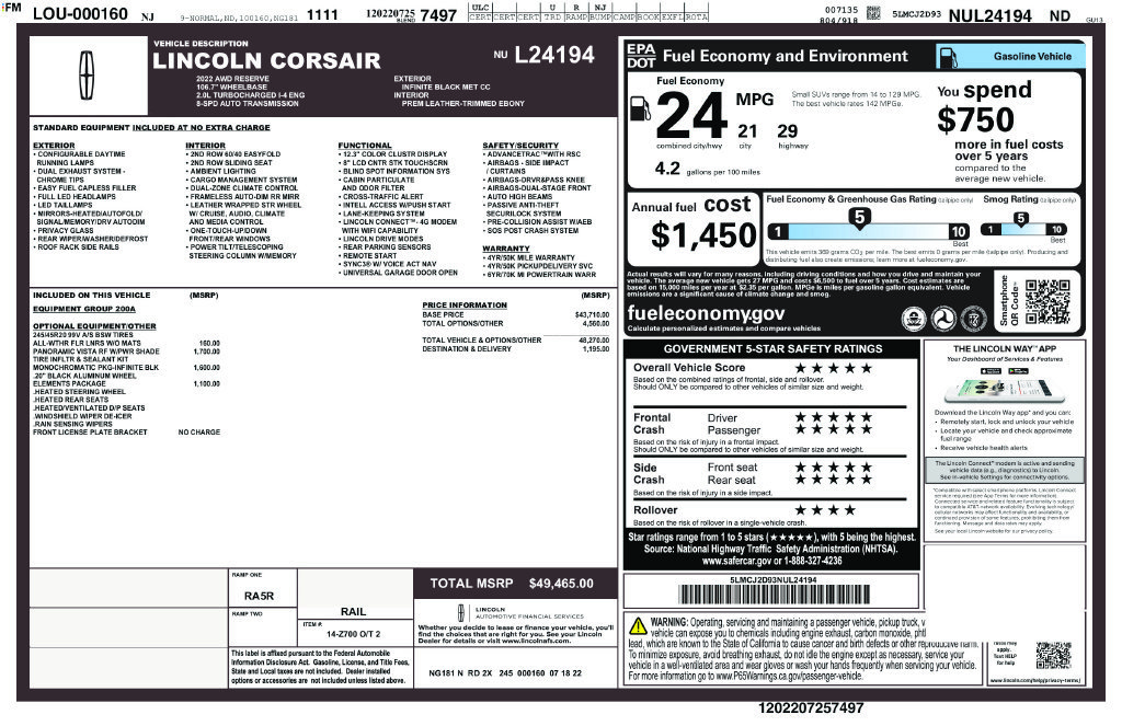 Certified 2022 Lincoln Corsair Reserve AWD/4WD image 11