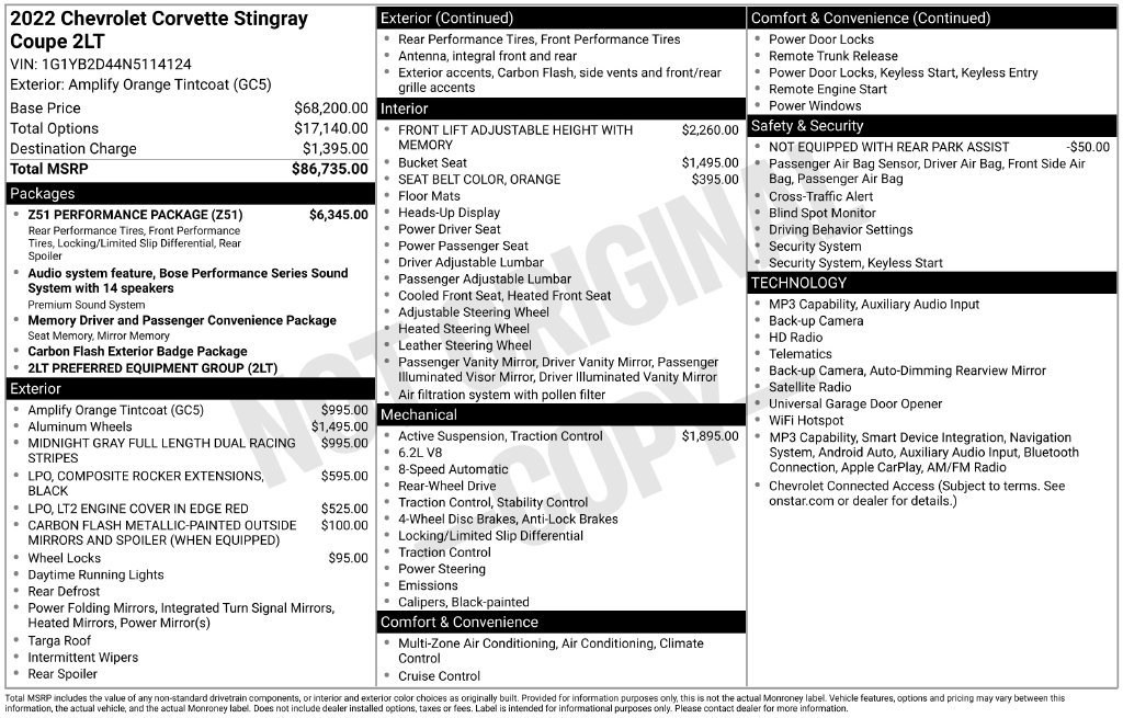 Used 2022 Chevrolet Corvette Stingray Preferred Cpe w/ Z51 Performance Package RWD image 3