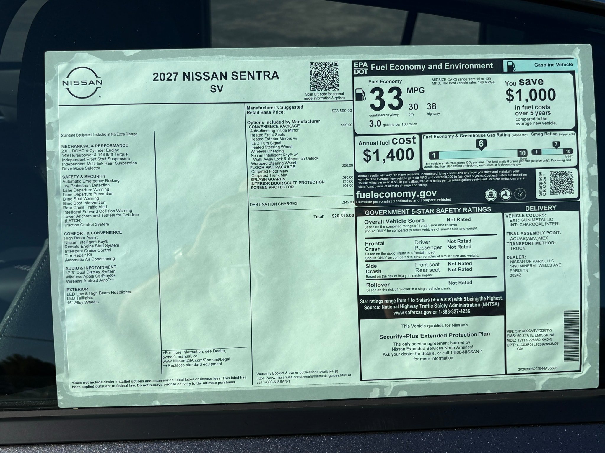 New 2027 Nissan Sentra SV w/ SV Convenience Package FWD image 28