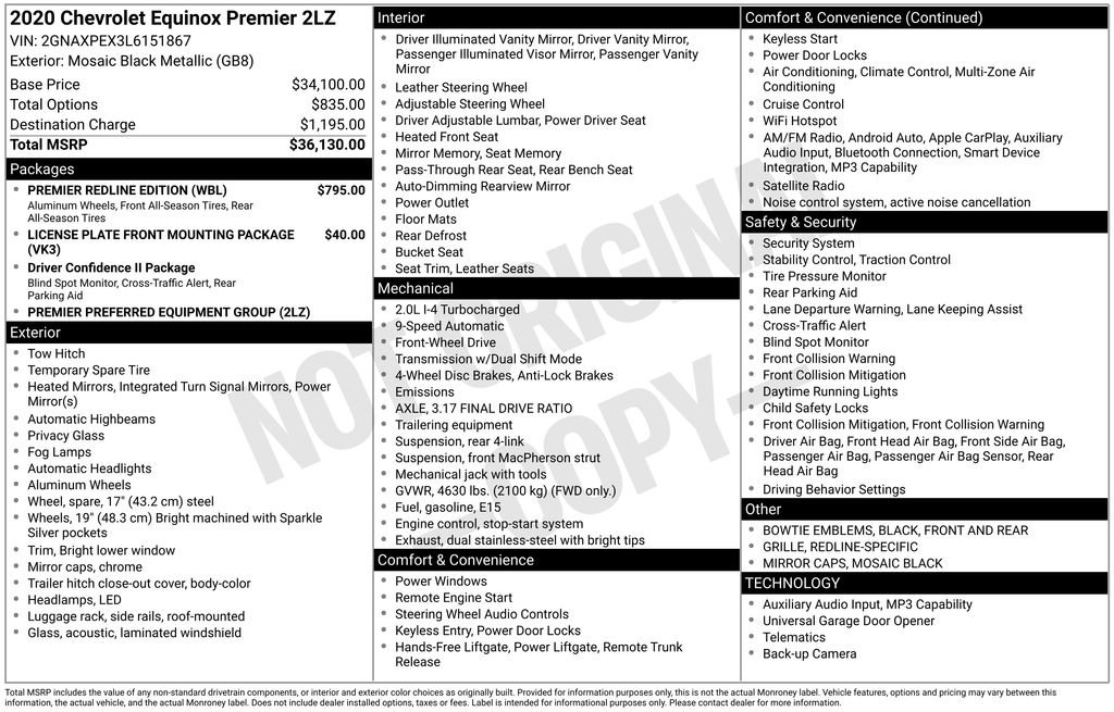 Certified 2020 Chevrolet Equinox Premier w/ Premier Redline Edition FWD image 9
