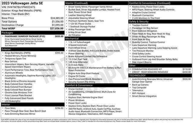 Used 2023 Volkswagen Jetta SE w/ Panoramic Sunroof Package FWD image 15