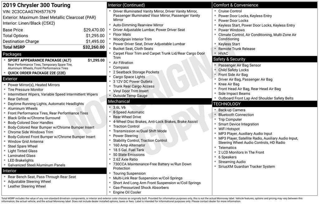 Used 2019 Chrysler 300 Touring w/ Sport Appearance Package RWD image 7