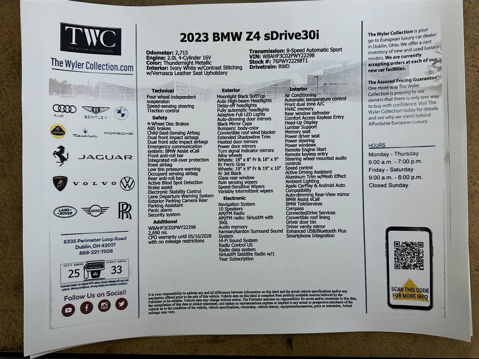 Used 2023 BMW Z4 sDrive30i w/ Premium Package RWD image 42
