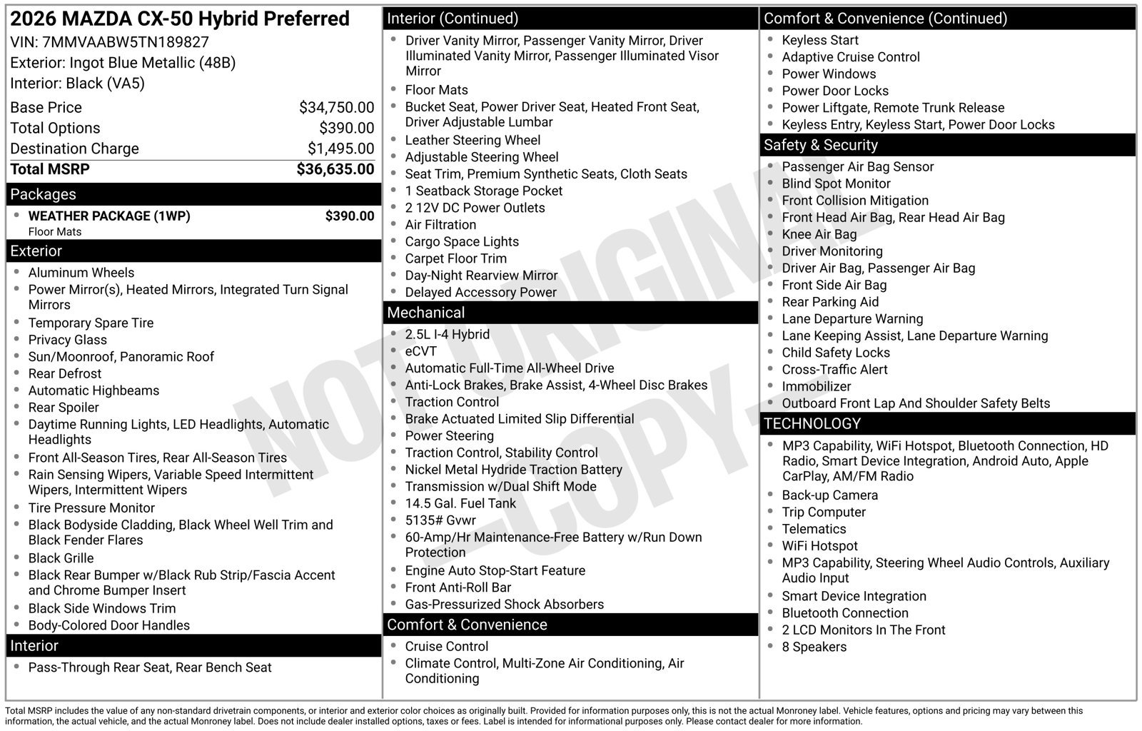 New 2026 MAZDA CX-50 2.5 Hybrid w/ Weather Package AWD/4WD image 4