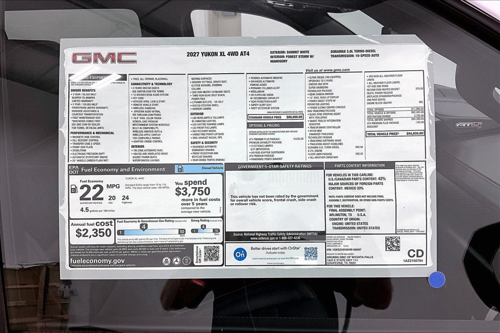 New 2027 GMC Yukon XL AT4 w/ AT4 Premium Plus Package AWD/4WD image 34