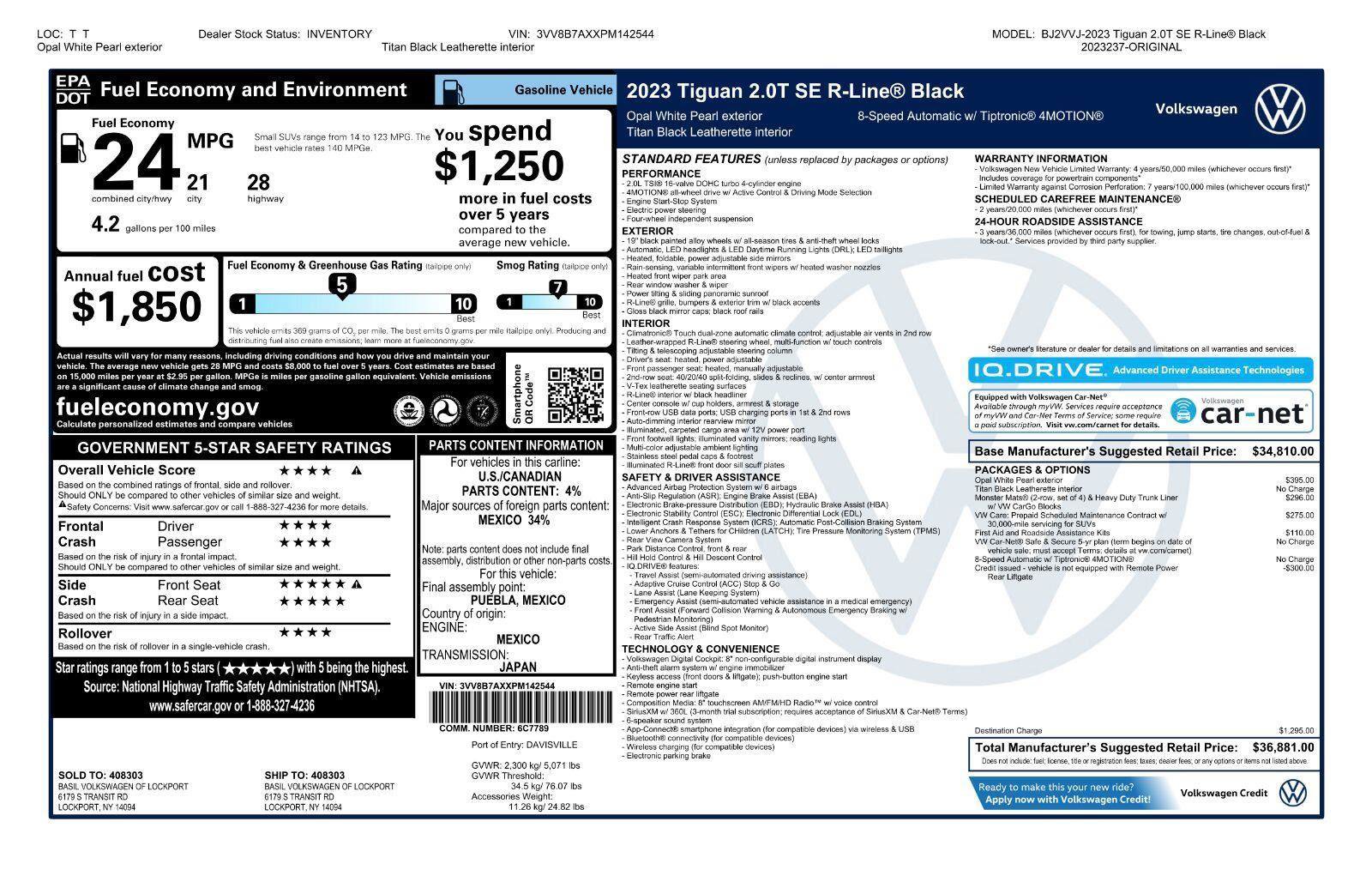 Certified 2023 Volkswagen Tiguan SE R-Line AWD/4WD image 45