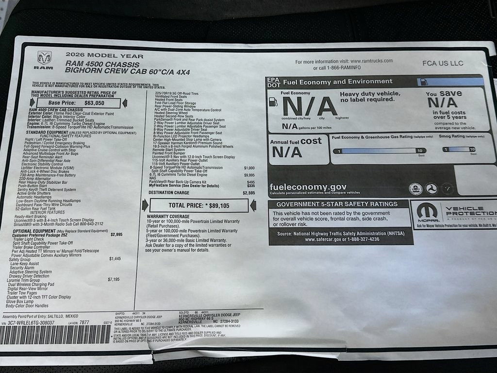 New 2026 RAM 4500 4x4 Crew Cab DRW w/ Laramie Trim Package image 20
