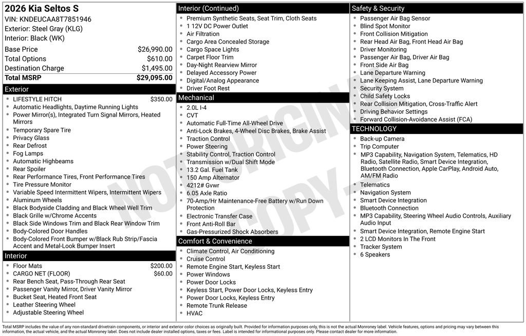 Certified 2026 Kia Seltos S AWD/4WD image 27