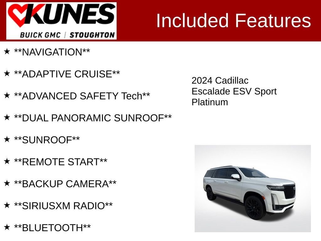 Used 2024 Cadillac Escalade ESV Sport Platinum w/ LPO, ONYX Package image 2