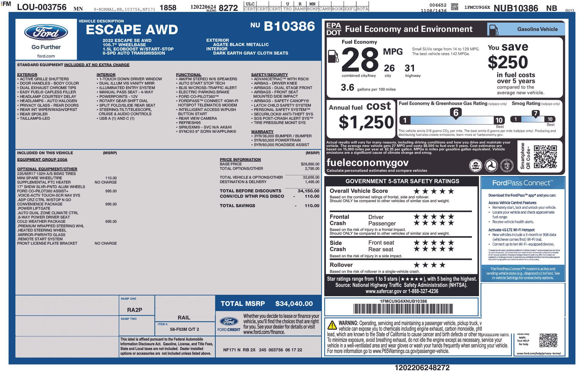 Used 2022 Ford Escape SE w/ Convenience Package AWD/4WD image 4
