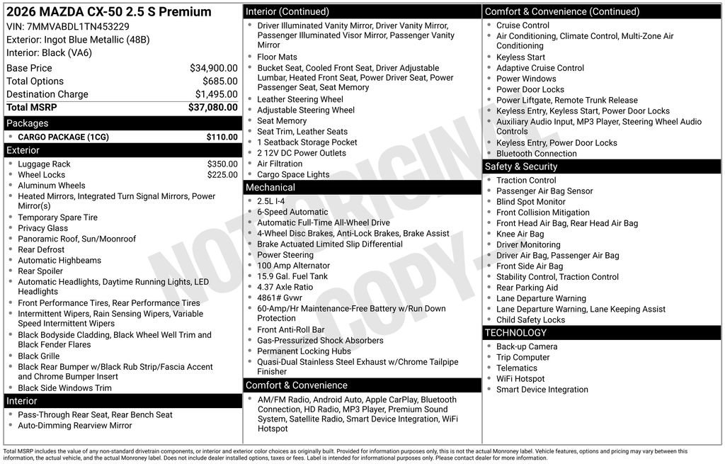 New 2026 MAZDA CX-50 AWD 2.5 S w/ Cargo Package image 6