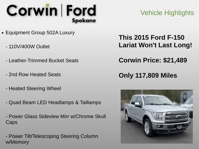 Used 2015 Ford F150 Lariat w/ Equipment Group 502A Luxury AWD/4WD image 12
