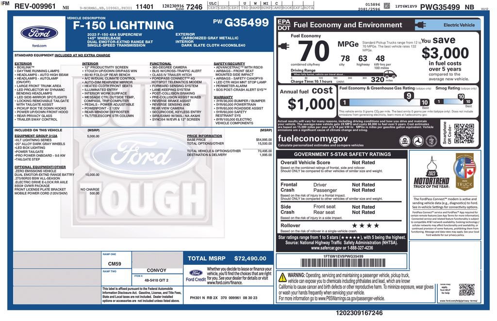 Certified 2023 Ford F150 Lightning XLT w/ Equipment Group 312A High AWD/4WD image 13