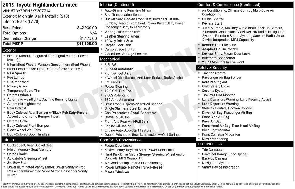 Used 2019 Toyota Highlander Limited FWD image 37