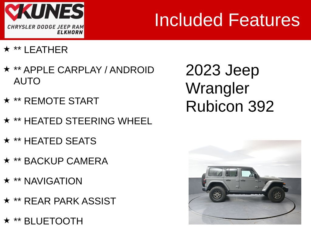 Used 2023 Jeep Wrangler Unlimited Rubicon 392 w/ Trailer Tow Package AWD/4WD image 3