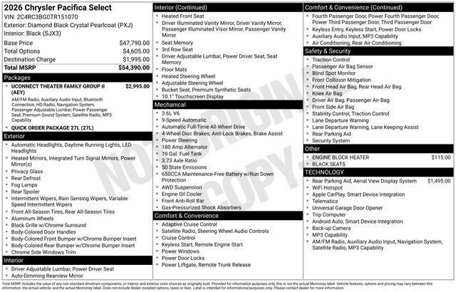 Used 2026 Chrysler Pacifica Select AWD/4WD image 60