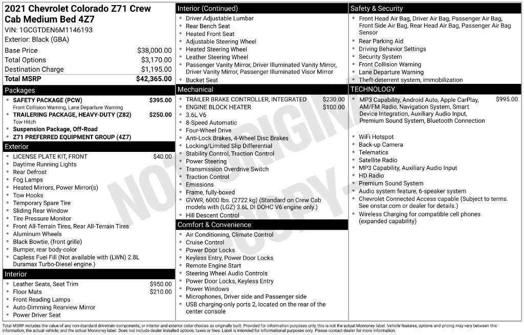 Used 2021 Chevrolet Colorado Z71 w/ Safety Package AWD/4WD image 41