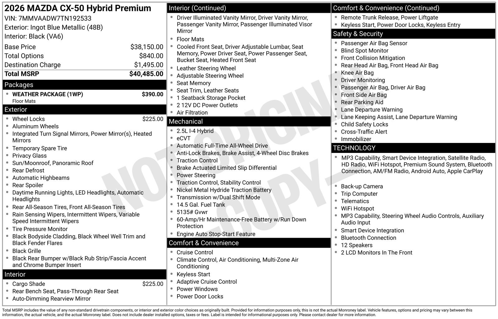 New 2026 MAZDA CX-50 AWD 2.5 Hybrid w/ Weather Package image 4
