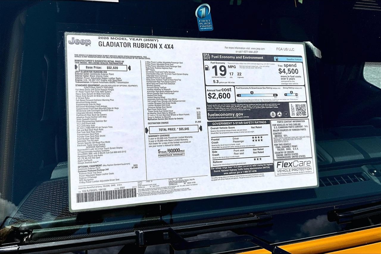 New 2026 Jeep Gladiator Rubicon AWD/4WD image 37