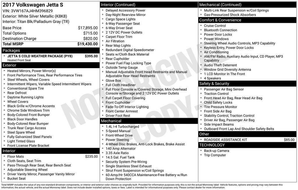 Used 2017 Volkswagen Jetta S w/ Jetta S Cold Weather Package FWD image 3